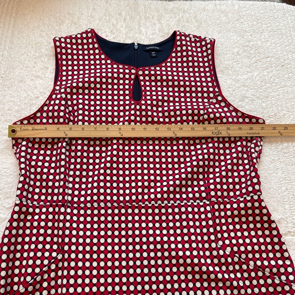 Lands End Dress Womens 18T Tall Red Ponte Polka Dot Sheath Sleeveless Stretch - Picture 10 of 15